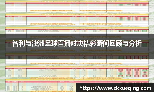 智利与澳洲足球直播对决精彩瞬间回顾与分析